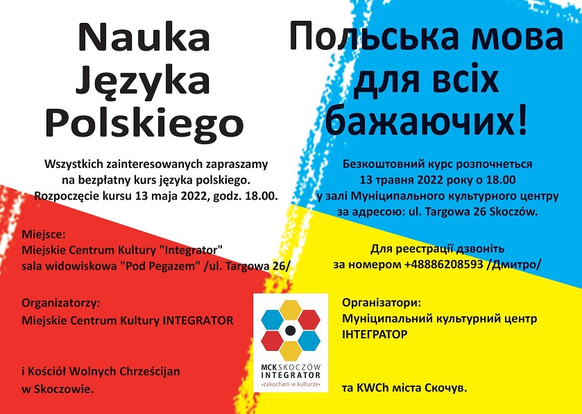 Plakat informacyjny - nauka języka polskiego
